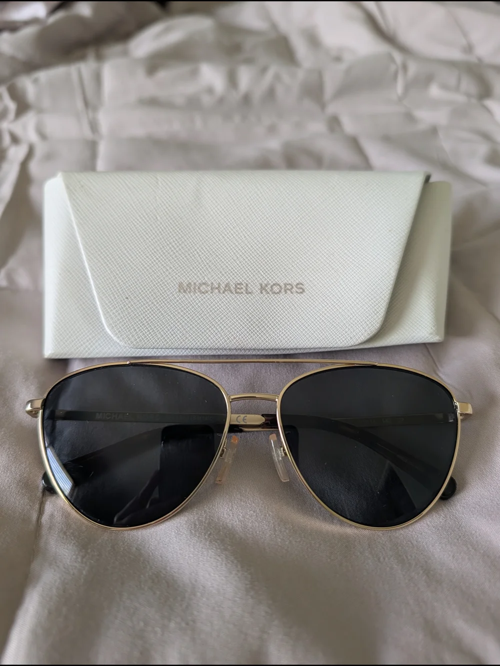 Michael Kors Women's Gold Frame Black Lens Aviator Sunglasses